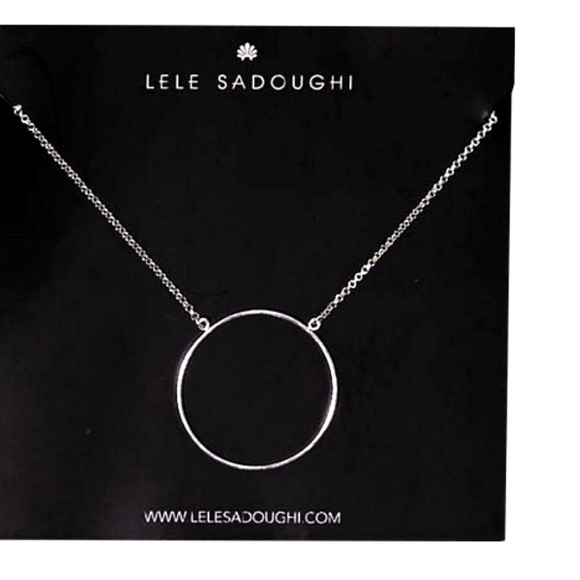 ✨Beautiful Delicate Rare Lele Sadoughi Silver Circle Necklace - Picture 4 of 16